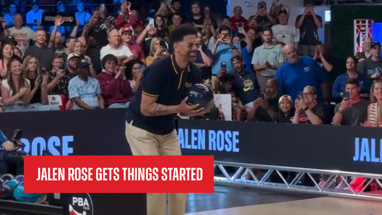 Jalen Rose rolls a ceremonial first ball before the title match
