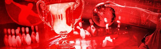 A trophy and the pba logo on a red background
