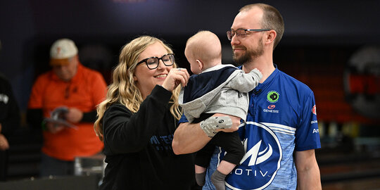 EJ Tackett with his family after winning